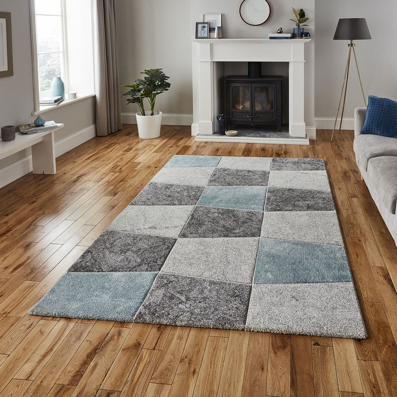 Brooklyn 22192 Modern Rugs in Grey Blue