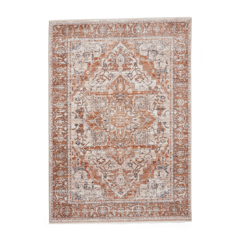 Vintage 35018 Traditional Motif Border Rugs in Terracotta Orange