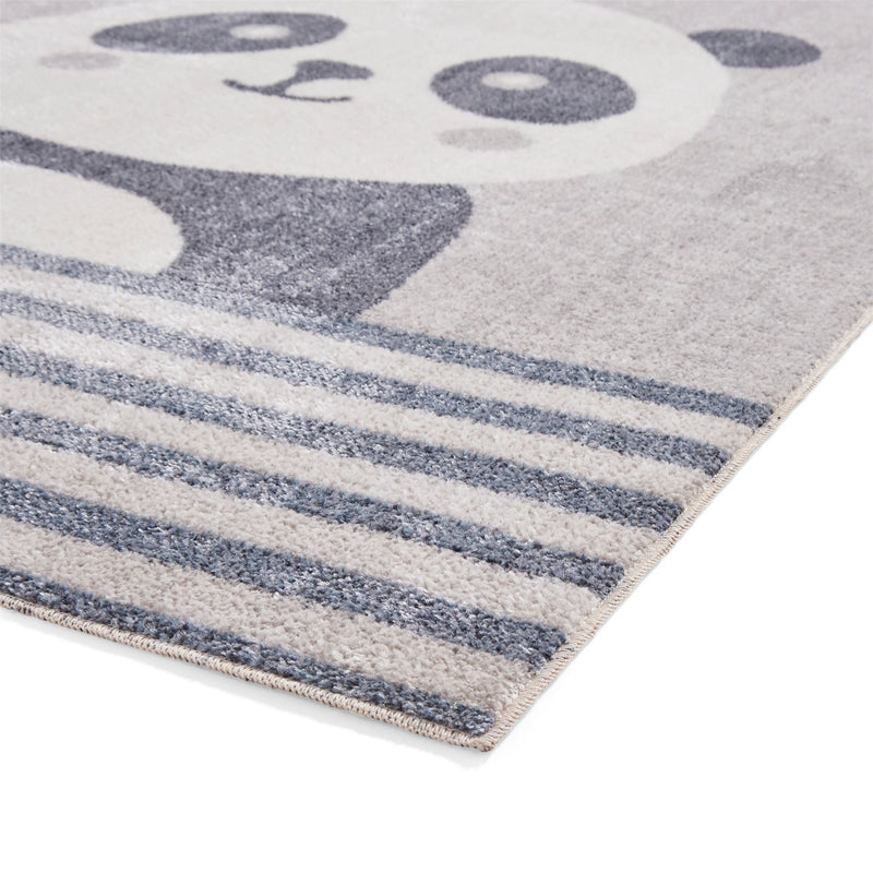 Vida Kids Panda Washable Childrens Rugs in Grey