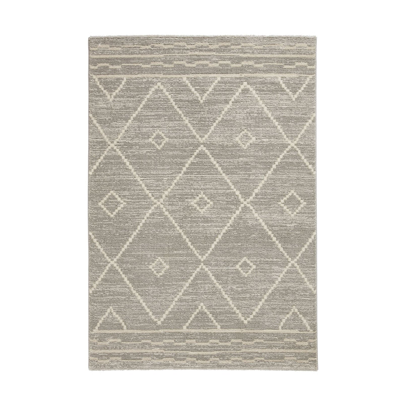 Geneva 62788 Berber Textured Geometric Rugs in Silver Grey