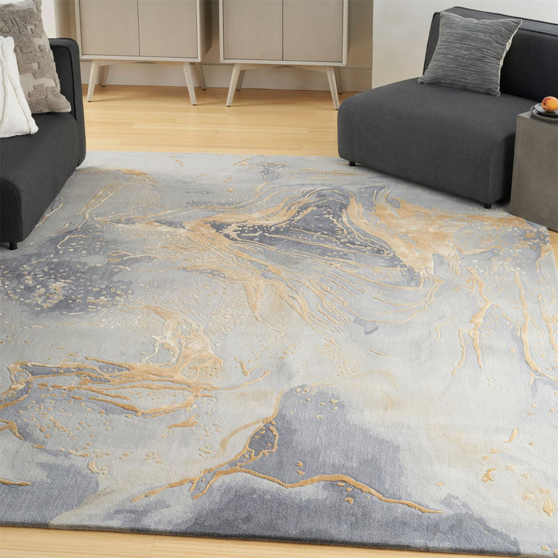 Prismatic Abstract Rugs PRS28 by Nourison in Grey Gold