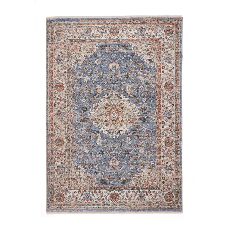 Vintage 35013 Traditional Medallion Border Rugs in Blue Terracotta