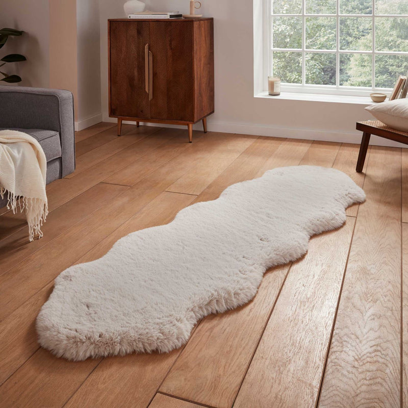 Super Teddy Plain Shaggy Faux Sheepskin Rugs in Beige