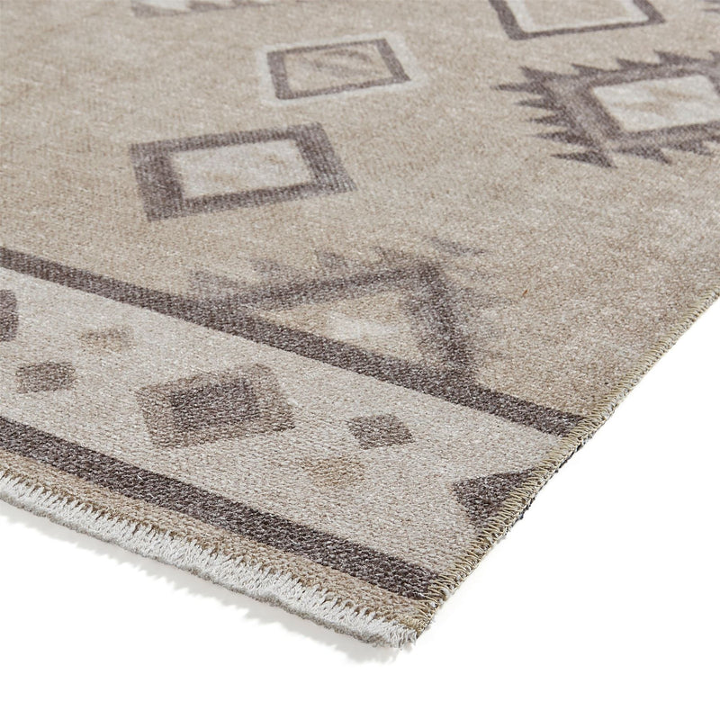 Whisper H1066 Washable Geometric Flat Weave Rugs in Beige