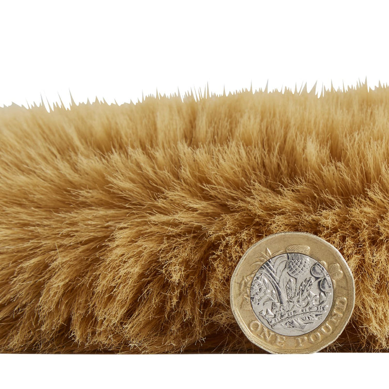 Super Teddy Plain Shaggy Faux Sheepskin Rugs in Mustard Yellow