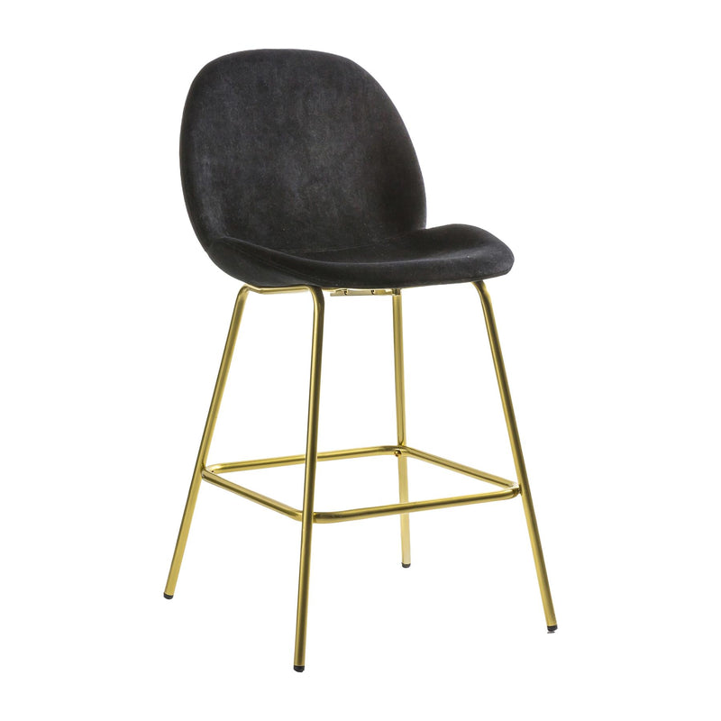 Sora Black Velvet Bar Stools with Gold Legs Set of 2