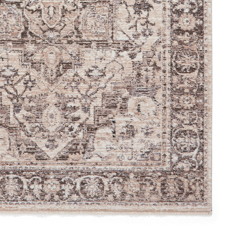 Vintage 35018 Traditional Motif Border Runner Rugs in Grey