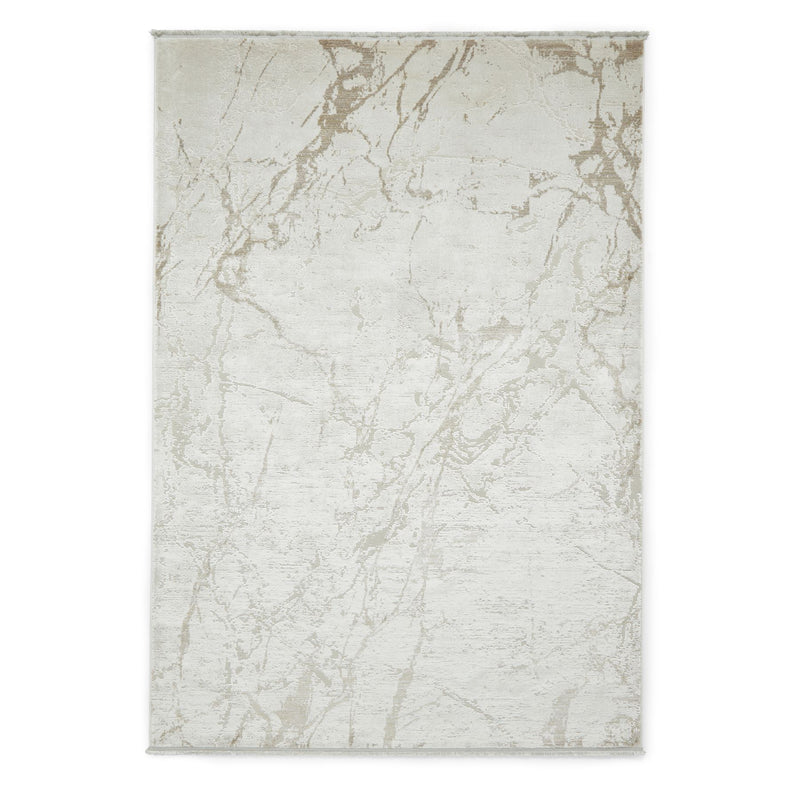 Mirage MR15 Modern Abstract Marble Metallic Rugs in Cream White