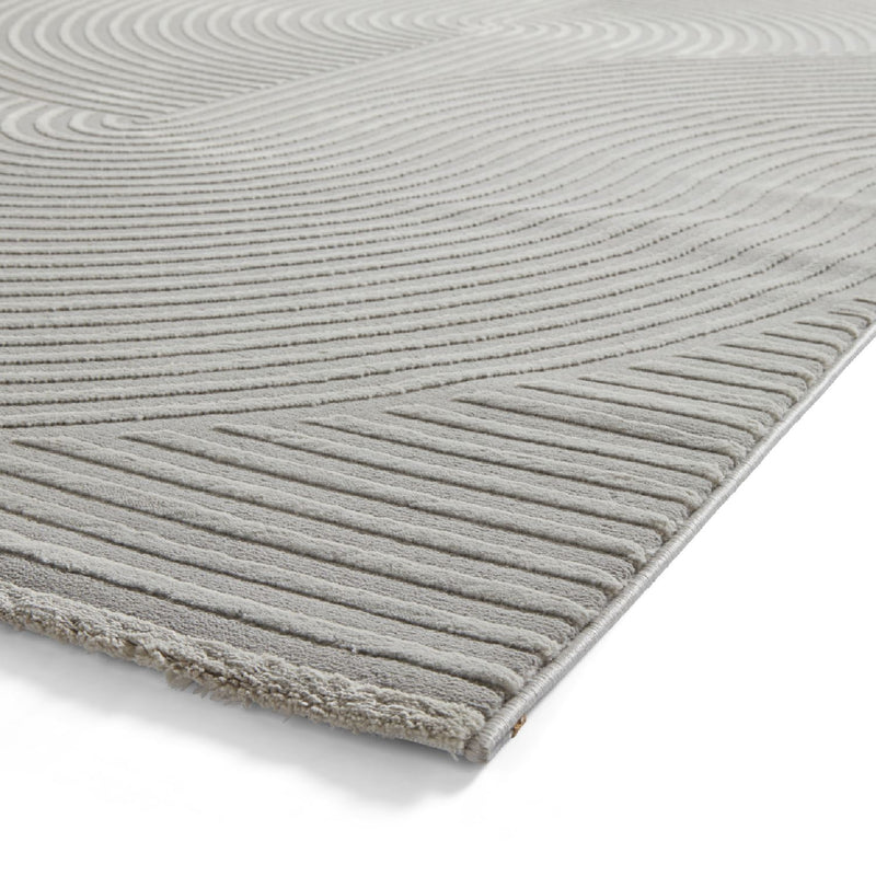 Flores 1924 Spiral Textured Washable Rug in Grey