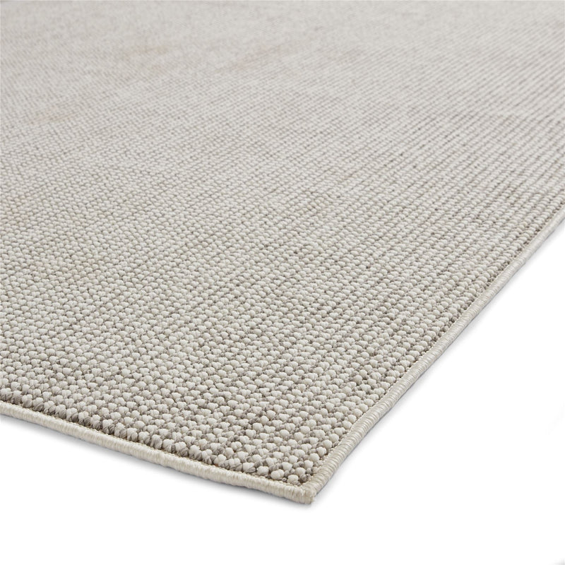 Boucle E6404 Plain Flat Weave Textured Rugs in White Grey