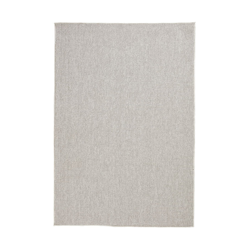 Boucle E6404 Plain Flat Weave Textured Rugs in White Grey