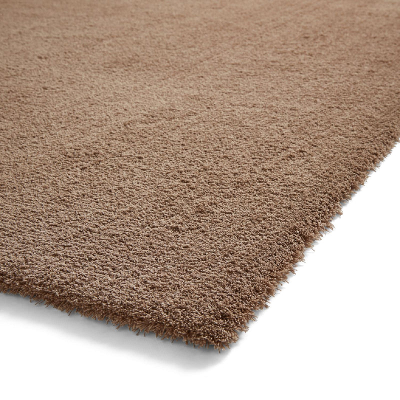 Kara Plain Shaggy Washable Rug in Walnut Brown