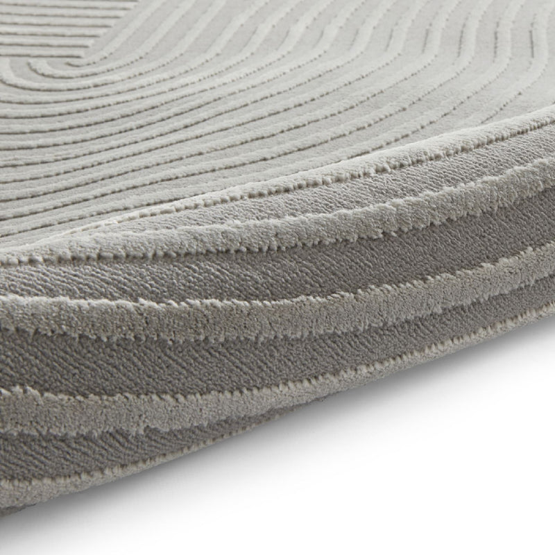 Flores 1924 Spiral Textured Washable Rug in Grey