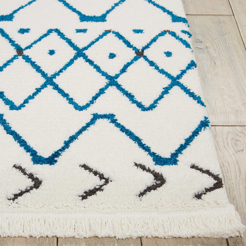 Kamala Rugs DS500 by Nourison in White and Blue