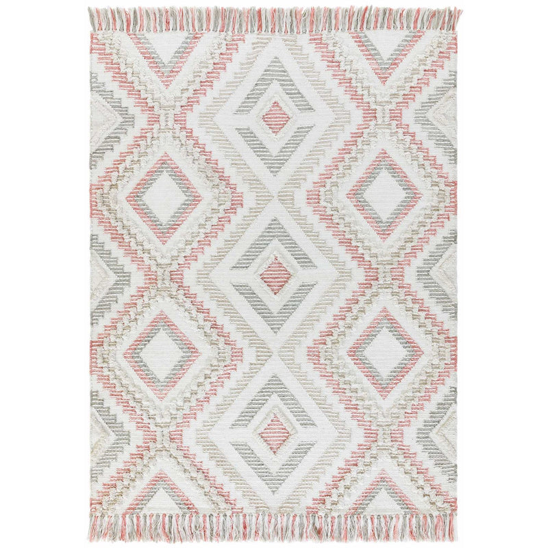 Carlton Boho Geometric Outdoor Rugs in Pink