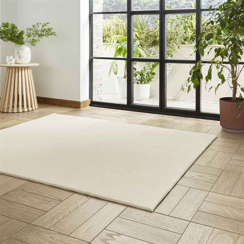 Bay Modern Washable Plain Shaggy Rugs in Cream White