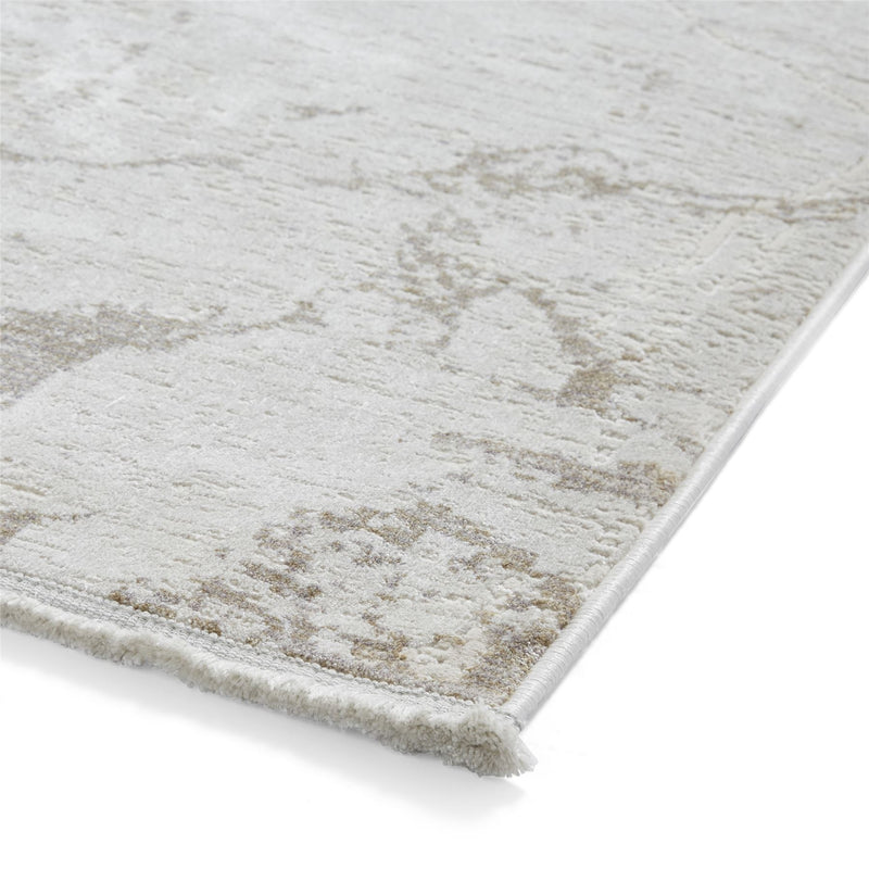 Mirage MR15 Modern Abstract Marble Metallic Rugs in Cream White