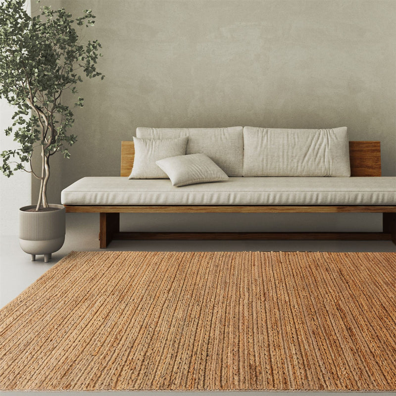 Oakley Natural Braided Jute Woven Rugs in Straw Neutral