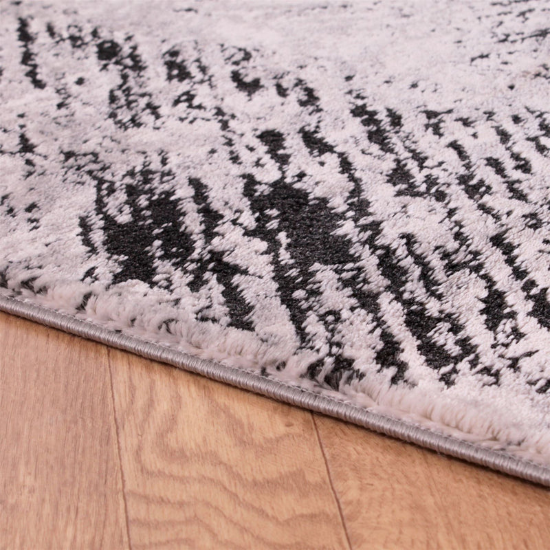 Arabella Imperial Distressed Abstract Modern Rug in Black White