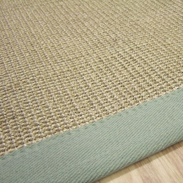 Sisal Hallway Runners in Linen with a Sage Green Border