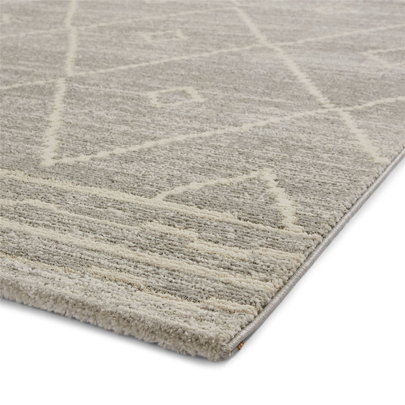 Geneva 62788 Berber Textured Geometric Rugs in Silver Grey