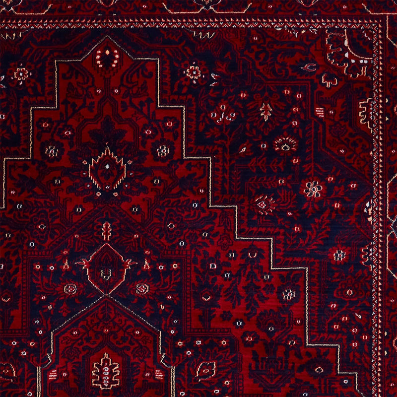 Dubai 62098 Traditional Medallion Border Rugs in Red