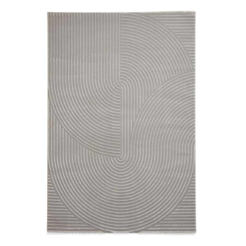 Flores 1924 Spiral Textured Washable Rug in Grey