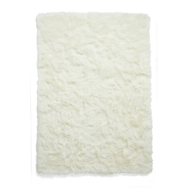 Polar Plush Soft Plain Textured Shaggy Rugs in Ivory White