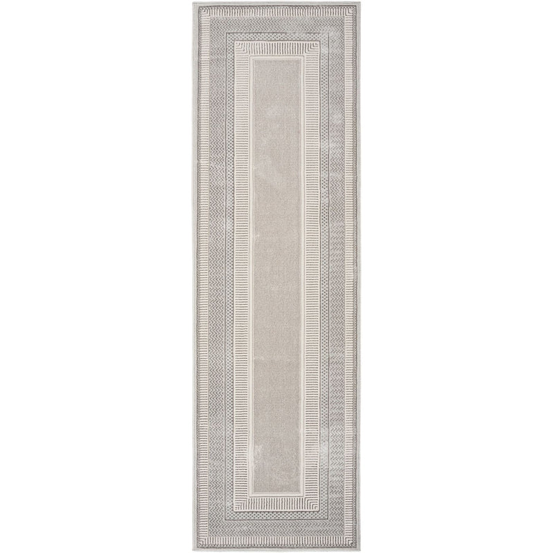 Glitz GLZ07 Geometric Runner Rugs by Nourison in Silver Grey