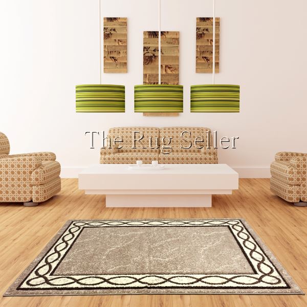 Naples Loop Border Rugs in Beige