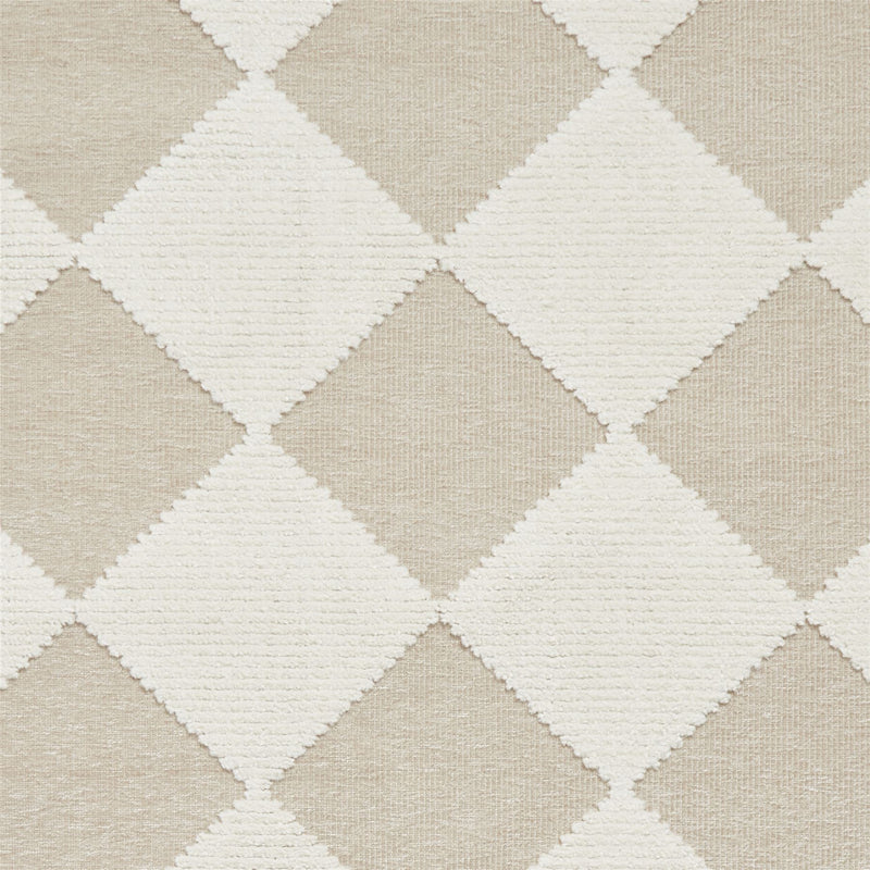 Lyna J0529 Textured Geometric Washable Rugs in Beige White