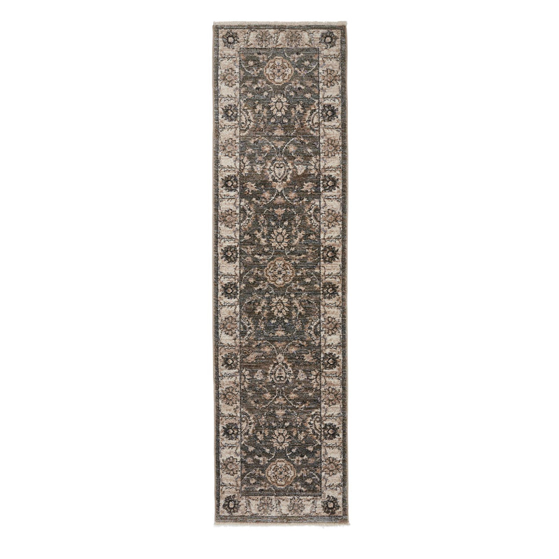 Vintage 35027 Traditional Motif Border Runner Rugs in Green