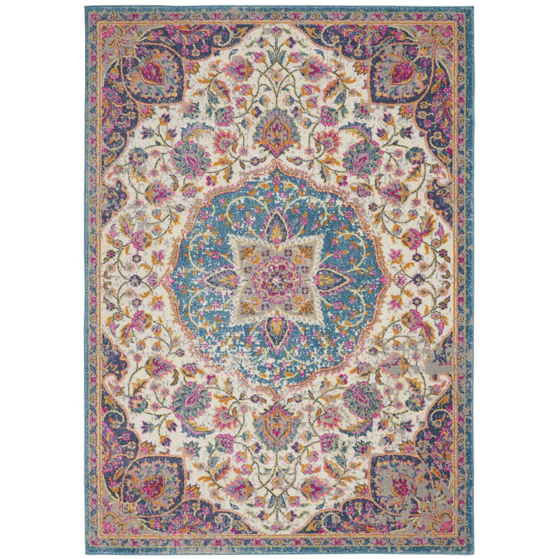 Passion Vintage Distressed Medallion Rugs PSN22 in Ivory Multicolour