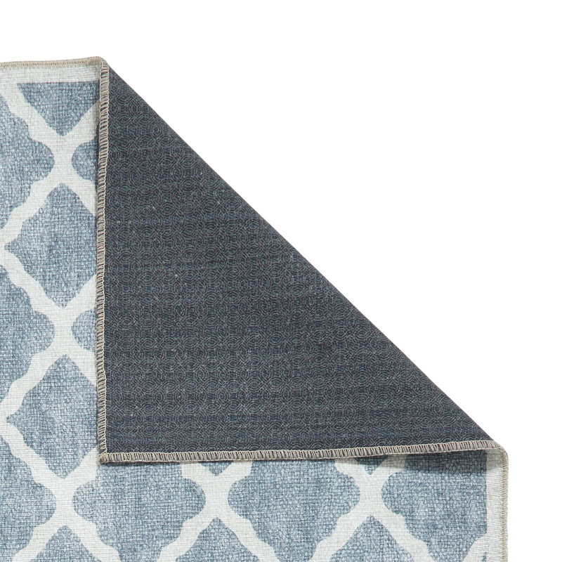 Coral H1063 Modern Washable Trellis Runner Rugs in Grey