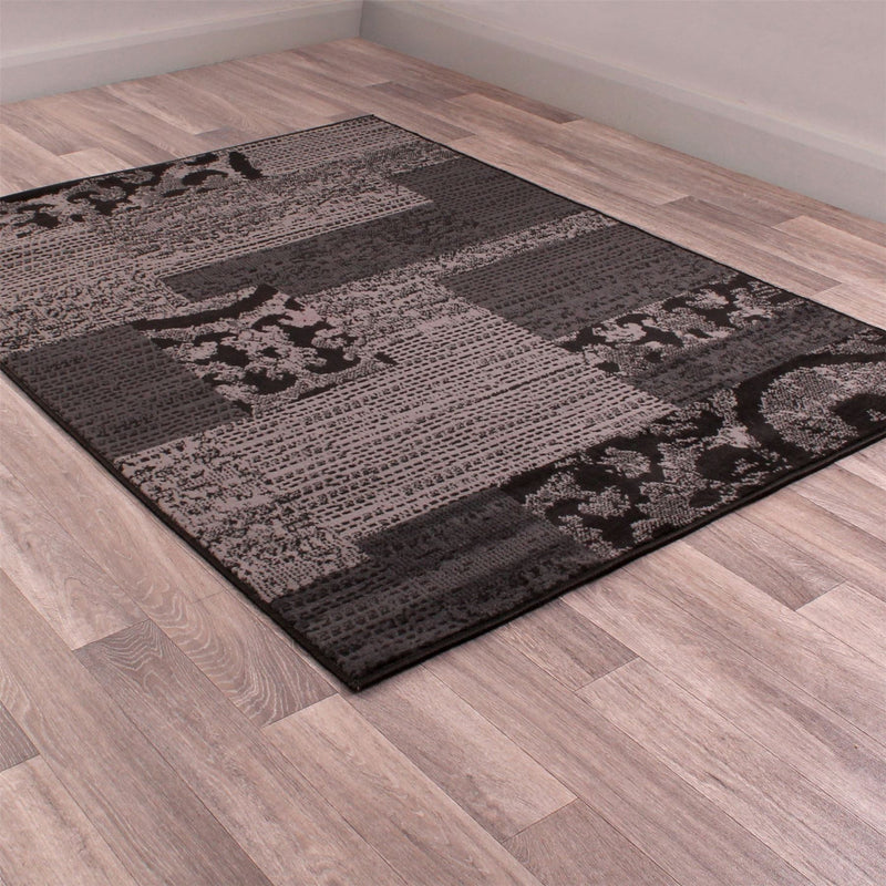 Patch Block Rugs in Black by Rugstyle