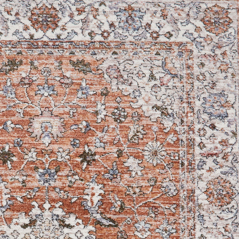 Vintage 35013 Traditional Medallion Border Rugs in Terracotta Orange