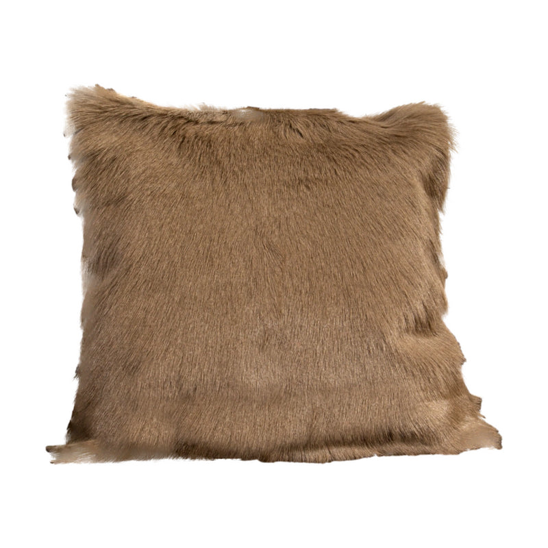 Florie Plain Goatskin Cushion in Beige