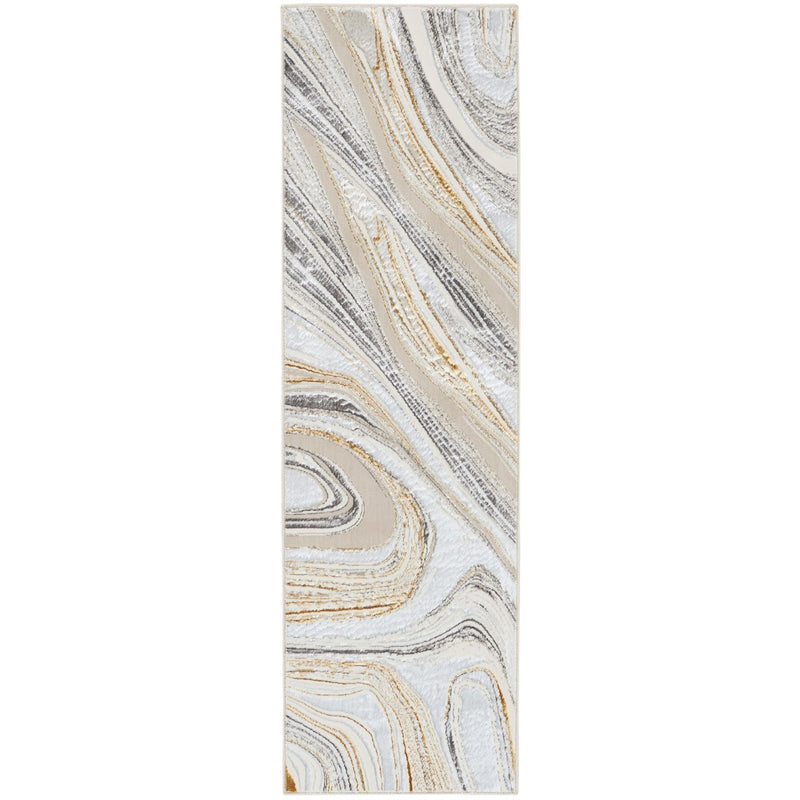 Glitz GLZ21 Abstract Runner Rug by Nourison in Grey Gold