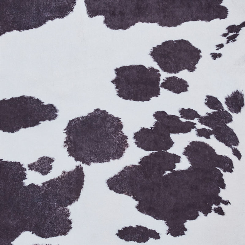 Faux Cow Print Rug in Black White