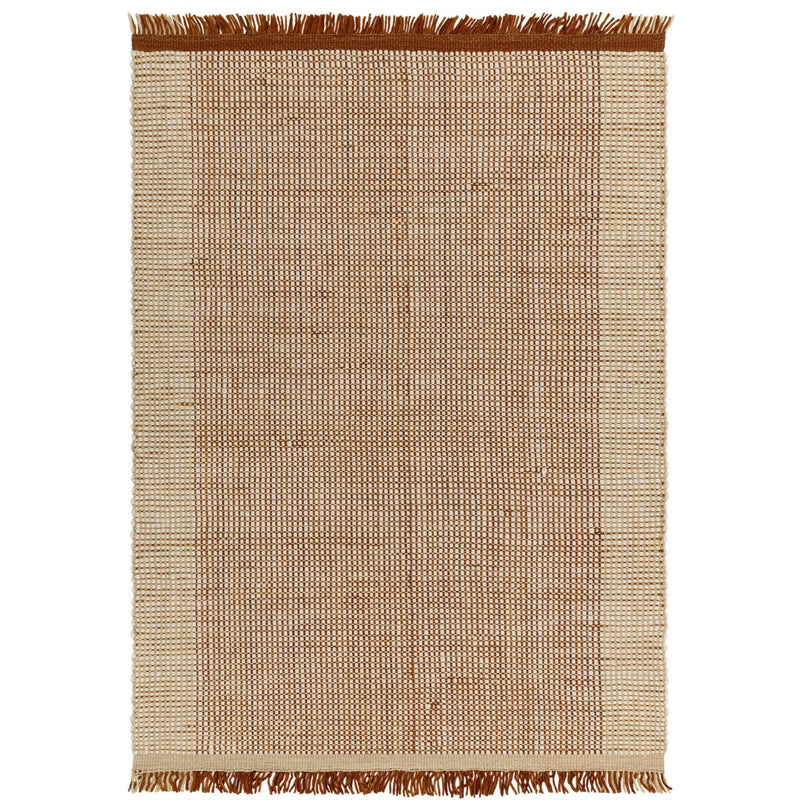 Avalon Modern Wool Flatweave Plain Rug in Rust Brown