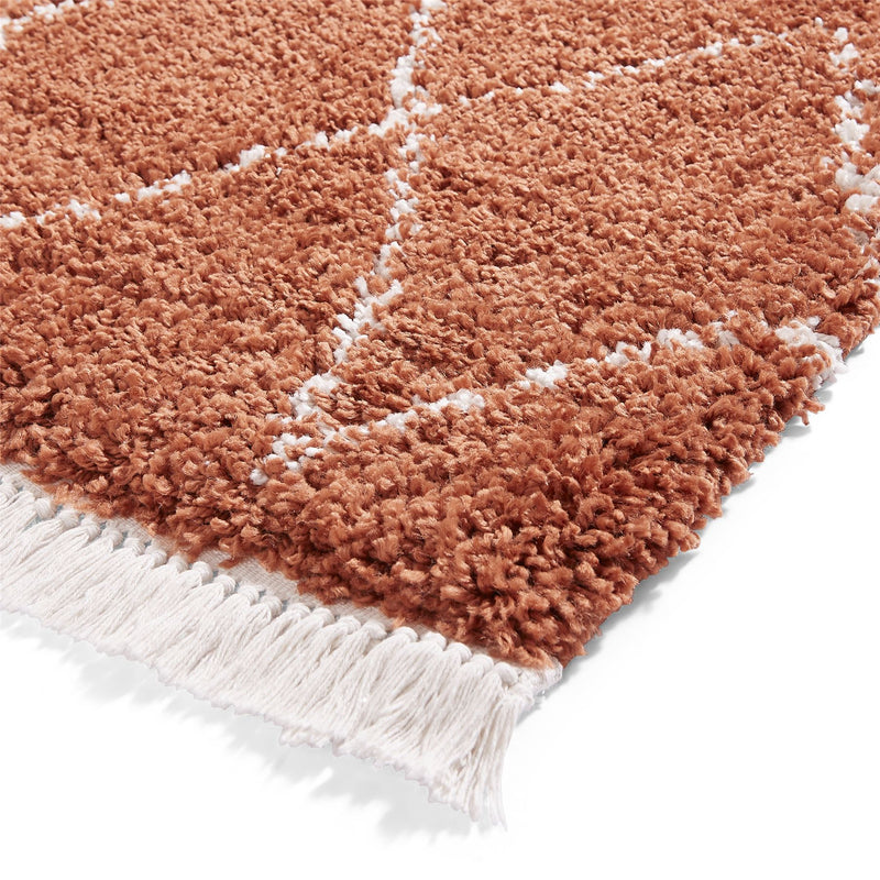 Boho 8280 Berber Shaggy Modern Rugs in Rust Brown