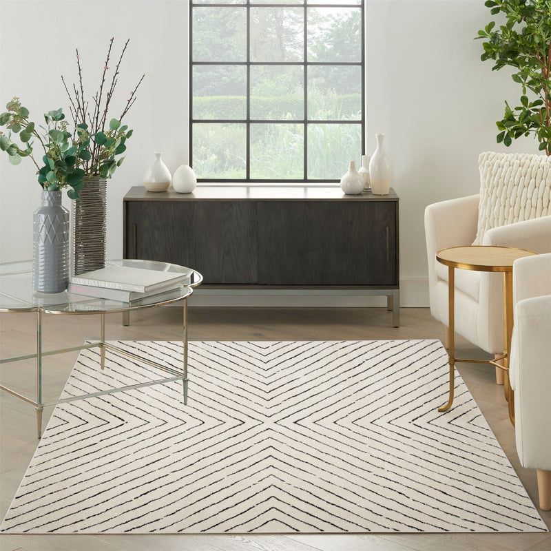 Modern Comfort MNC01 Stripe Rug by Nourison in Ivory Black