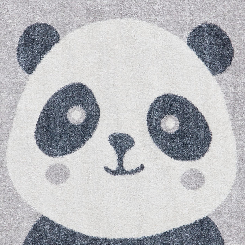 Vida Kids Panda Washable Childrens Rugs in Grey