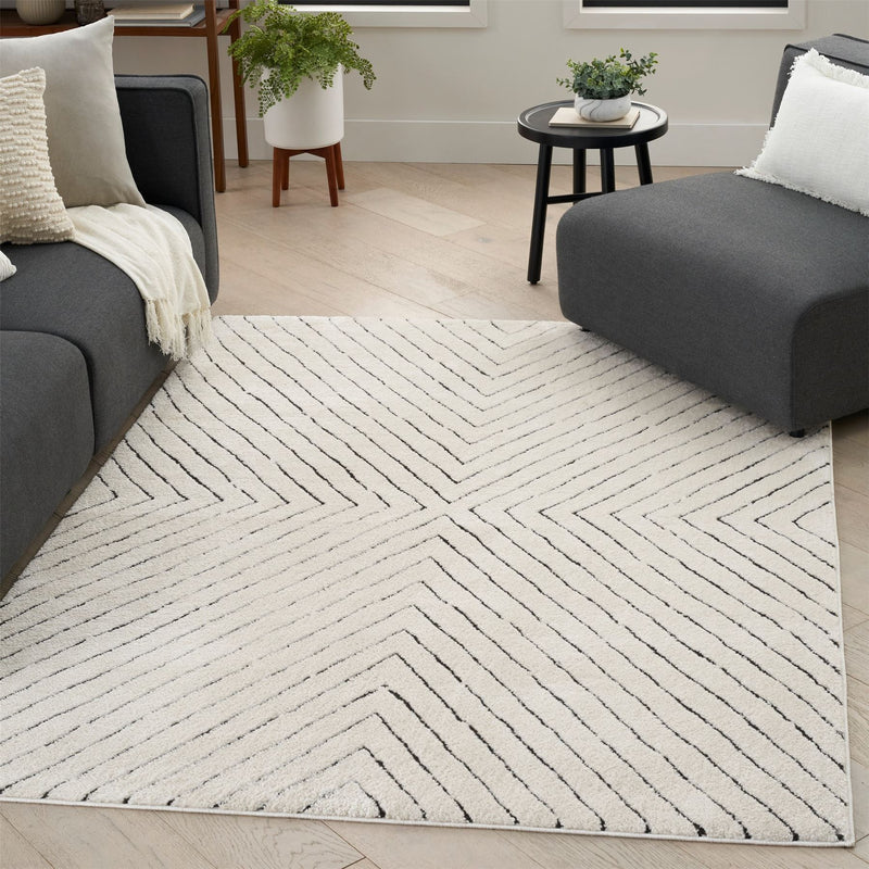 Modern Comfort MNC01 Stripe Rug by Nourison in Ivory Black