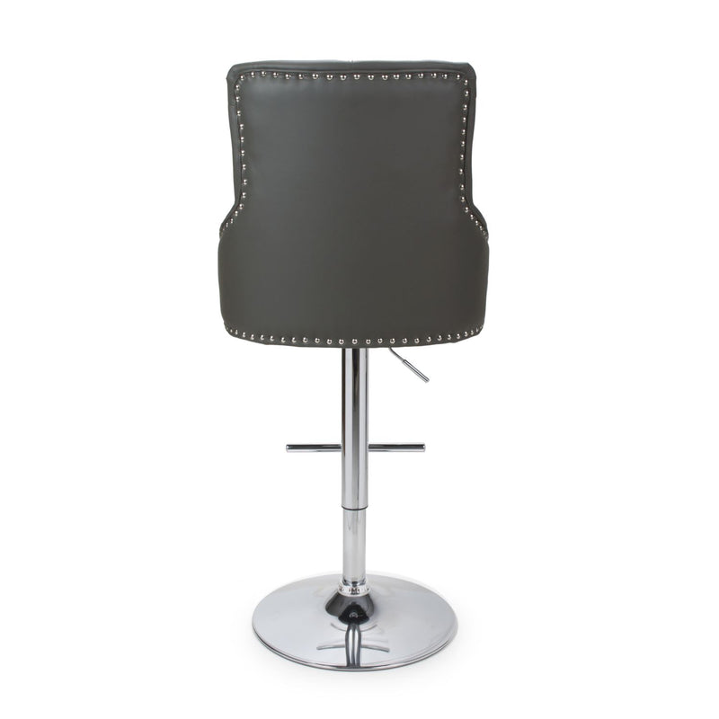 Rive Leather Effect Graphite Grey Bar Stool