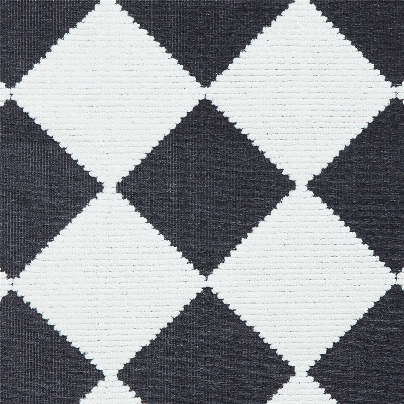 Lyna J0529 Textured Geometric Washable Rugs in Charcoal White