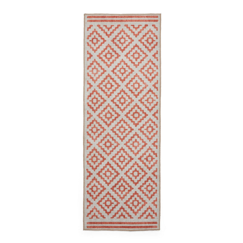 Coral H1058 Modern Washable Geometric Runner Rugs in Orange