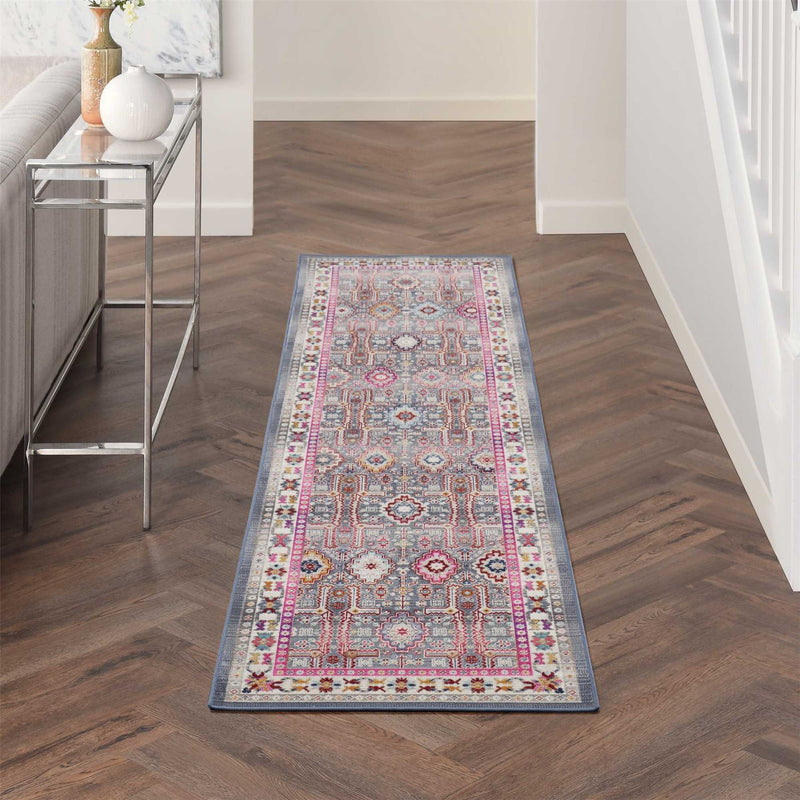 Vintage Kashan Traditional Runner Rugs VKA05 by Nourison in Grey Multi