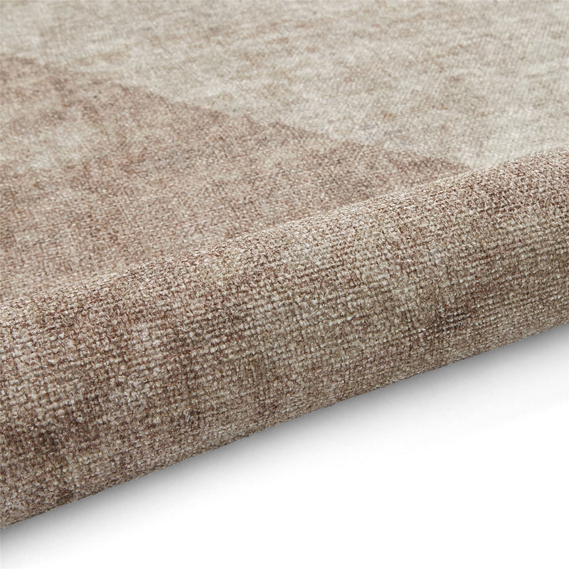 Whisper H1065 Washable Geometric Flat Weave Rugs in Beige Brown