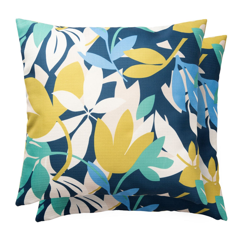 Baja Leaf Indoor Outdoor Cushion By Scion in Forest Blue